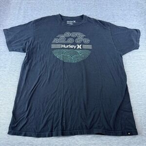 Hurley Mens Sz XL T-Shirt Black Graphic Streetwear Short Sleeve Classic Top Tee